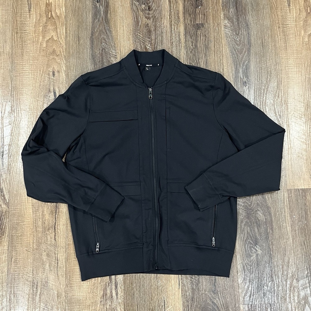 Public Rec Track Jacket Mens Large Black Full Zip Softshell Casual Athletic